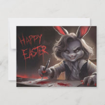 Poscards Happy Easter Dame Kaninchen 05