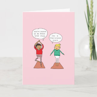 Pose d'arbre de Noël | Funny Yoga Carte de Noël