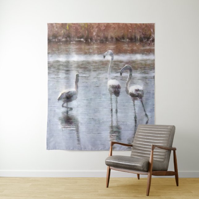 Pose Flamingo Wasserfarbe Wandteppich (Beispiel)