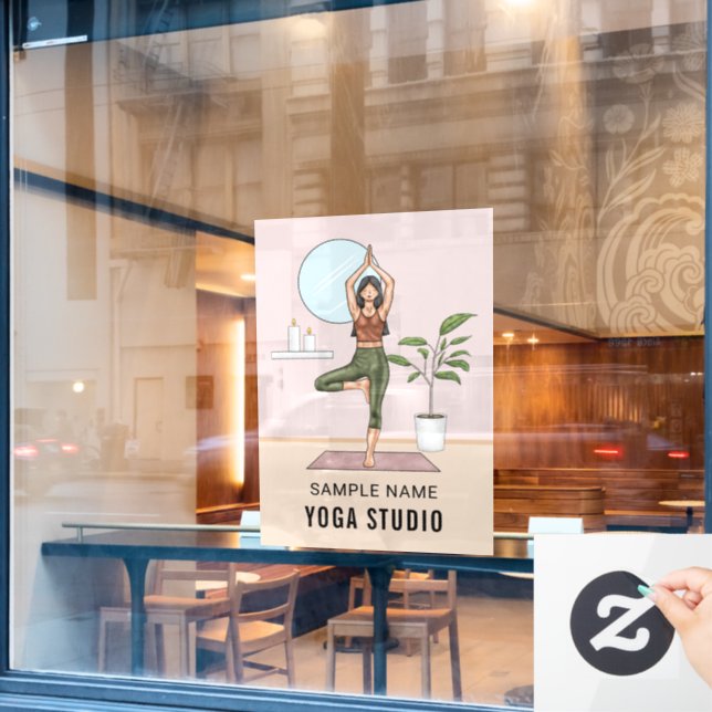 Pose Stretch Fitness Frau Custom Yoga Studio Fensteraufkleber (Café-Fenster)