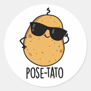 Pose-tato Lustiger Kartoffel-Wortwitz  Runder Aufkleber