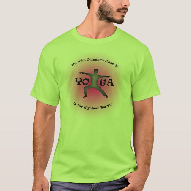 Pose Virabhadrasana de guerrier de T-shirt de yoga (Devant)