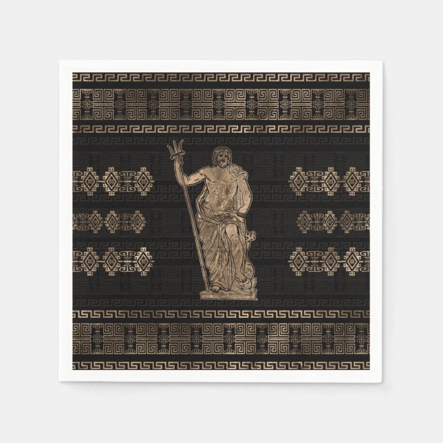 Poseidon and Greek Meander Ornament Serviette (Vorderseite)