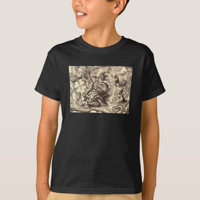 Poseidon auf der Sea World Map T-Shirt (Vorderseite)
