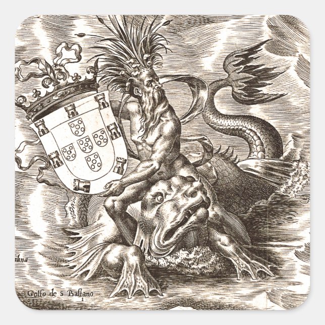 Poseidon auf See Quadratischer Aufkleber (Vorderseite)