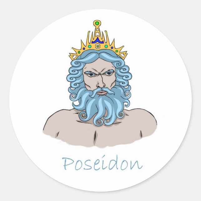 Poseidon - Grieche des Meeres Runder Aufkleber (Vorderseite)