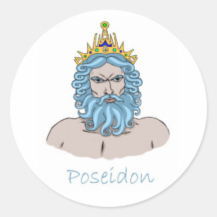 Poseidon - Grieche des Meeres Runder Aufkleber