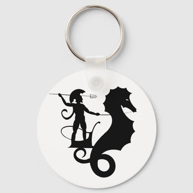Poseidon, griechisches Reliefdesign Schlüsselanhänger (Vorderseite)