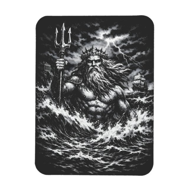 Poseidon — Herr der Tiefe von BurnsInHell Magnet (Vertikal)