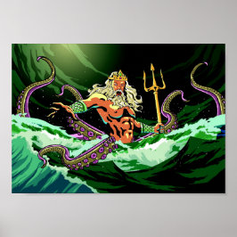 Poseidon kommt aus dem meer-druckfarbenen Poster