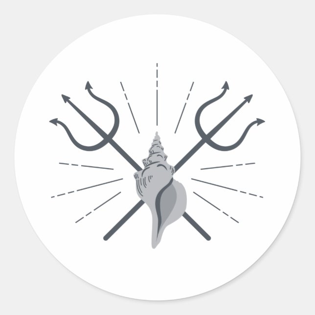 Poseidon Trident Runder Aufkleber (Vorderseite)