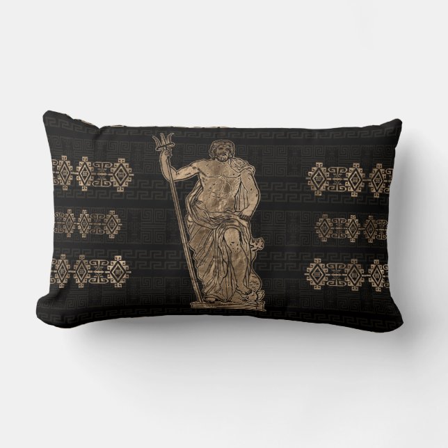 Poseidon und Griechischer Meander-Ornament Lendenkissen (Vorderseite)
