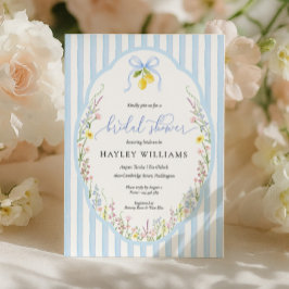 Posey Wildflower Blue Bow Bridal Shower Invitation Einladung