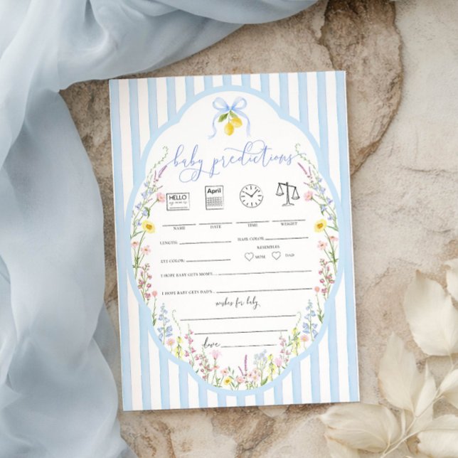 Posey Wildflowers Blue Bow Baby Predictions Game Einladung (Von Creator hochgeladen)