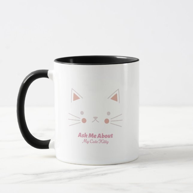 Posez-moi des questions sur mon mignon chaton Mug (Gauche)
