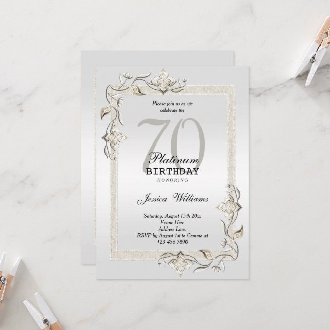 Posh 70. Platinum Geburtstag Einladung (Vorderseite/Rückseite Beispiel)