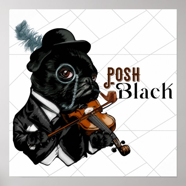 Posh Black Frenchie Bulldog Poster (Vorne)