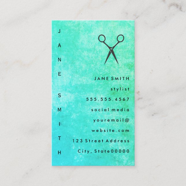 Posh Blue Green Texture Stylist Visitenkarte (Vorderseite)