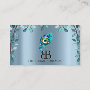 Posh Bougie Glittery Bohemisch Blue Florals Visitenkarte