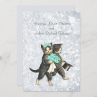 Posh Cats Aqua - Silver Sparkle Faire-part de mari