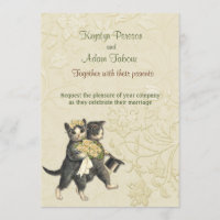 Posh Cats Elfenbein Wedding ver2 Einladung