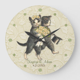 Posh Cats Hochzeit Elfenbein Große Wanduhr