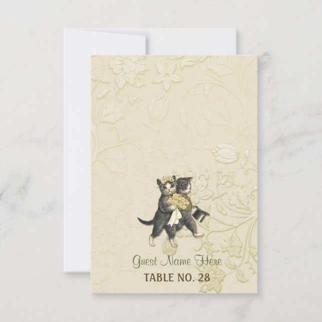 Posh Cats Ivory Wedding Escort Card 2 Einladung (Vorderseite)