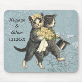 Posh Cats Wedding Blue Mousepad