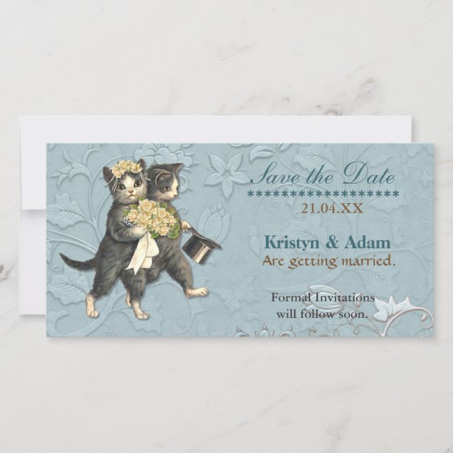 Posh Cats Wedding speichern das Datum Save The Date (Vorderseite)