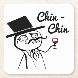 Posh Chap mit Top Hat Wein Toast Chin Chin Chin Rechteckiger Pappuntersetzer