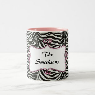 Posh chic trendy zebra streifen, pink personalisie zweifarbige tasse
