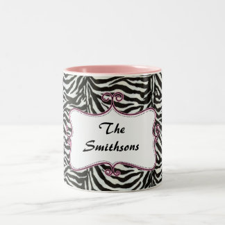 Posh chic trendy zebra streifen, pink personalisie zweifarbige tasse