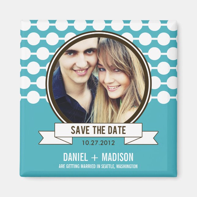 Posh Couple Speichern Sie das Date Magnet - Türkis (Vorne)