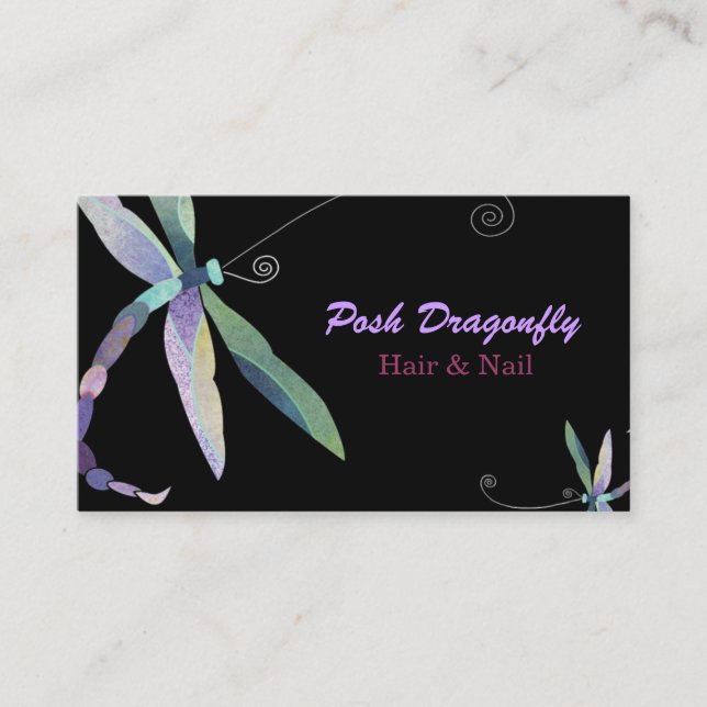 Posh Dragonfly Hair Salon Stellenkarte Terminkarte (Vorderseite)