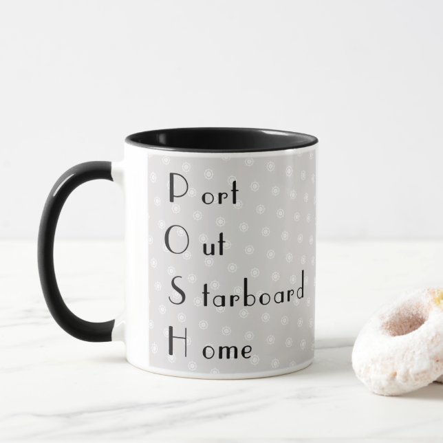 POSH elegantes Kreuzfahrtschiff inspiriert grau Tasse (Mit Donut)