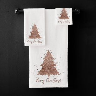 Posh Frohe Weihnachten   Glam Rose Goldener Blüten Badhandtuch Set