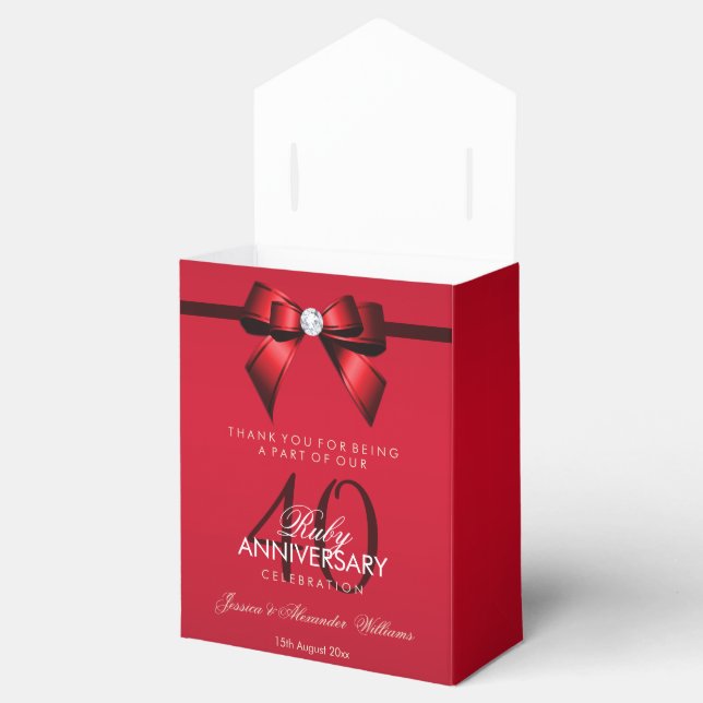 Posh Gem Bow & Ribbon 40 Jahre Hochzeit Geschenkschachtel (Geöffnet)