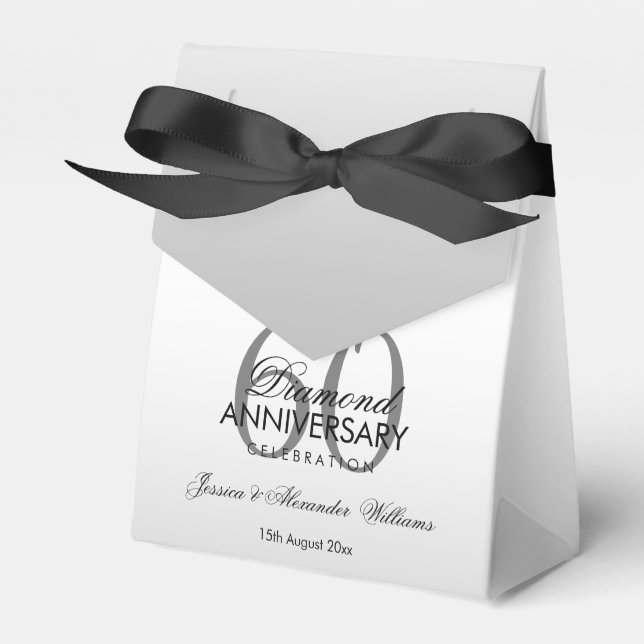 Posh Gem Bow & Ribbon 60. Hochzeitstag Geschenkschachtel (Vorderseite)