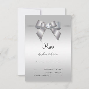Posh Gem Bow & Ribbon 60. Wedding RSVP Karte
