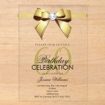 Posh Gem Bow & Ribbon 60th Birthday Acryleinladungen<br><div class="desc">Custom sophisticated, modern trendy acrylic 60th Birthday party invitations for sixtieth events. With a beautiful rhinestone jewel diamond gem bow on a gold ribbon. Fashionable and sophisticated design suitable for any season. All text, font and text colour is fully customisable to meet your requirements, if you would like help to...</div>