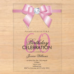 Posh Gem Bow & Ribbon 60th Birthday Acryleinladungen<br><div class="desc">Custom sophisticated, modern trendy acrylic 60th Birthday party invitations for sixtieth events. With a beautiful rhinestone jewel diamond gem bow on a pink ribbon. Fashionable and sophisticated design suitable for any season. All text, font and text colour is fully customisable to meet your requirements, if you would like help to...</div>