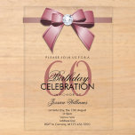 Posh Gem Bow & Ribbon 60th Birthday Acryleinladungen<br><div class="desc">Custom sophisticated, modern trendy acrylic 60th Birthday party invitations for sixtieth events. With a beautiful rhinestone jewel diamond gem bow on a rose gold ribbon. Fashionable and sophisticated design suitable for any season. All text, font and text colour is fully customisable to meet your requirements, if you would like help...</div>