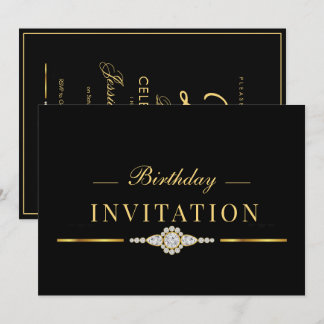 Posh Glamour Gold 25. Geburtstag Einladung