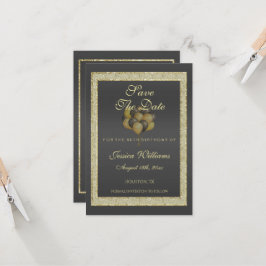 Posh Gold Black, Glitzer & Balloons Save the Date