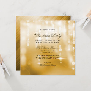 Posh Gold Lights Bokeh Weihnachten Einladung