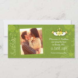 Posh Green Irish Wedding Foto Save the Date Card