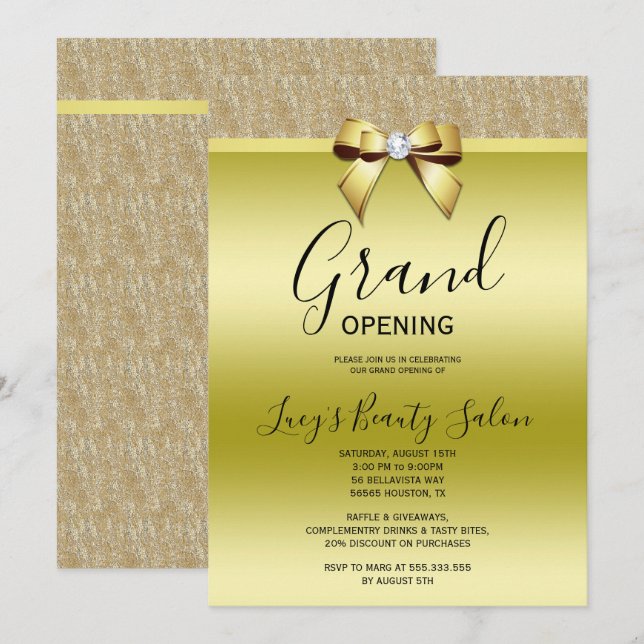 Posh Jewel Bow Grand Opening Einladung (Vorne/Hinten)