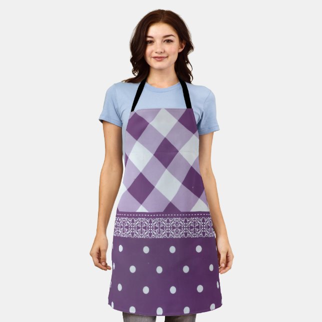 Posh Lila Tartan Kariert Schürze (Getragen)