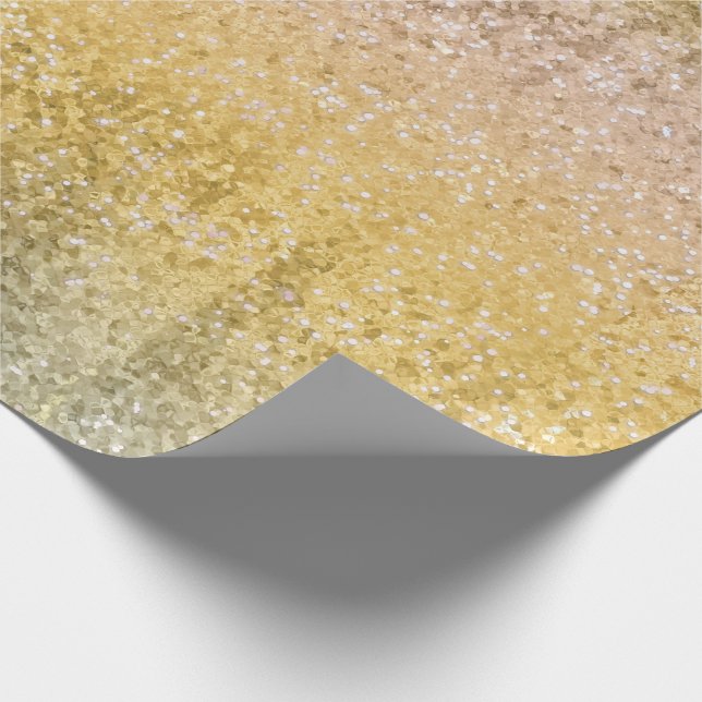 Posh LuxusgoldGlitter Sequins Geschenkpapier (Ecke)