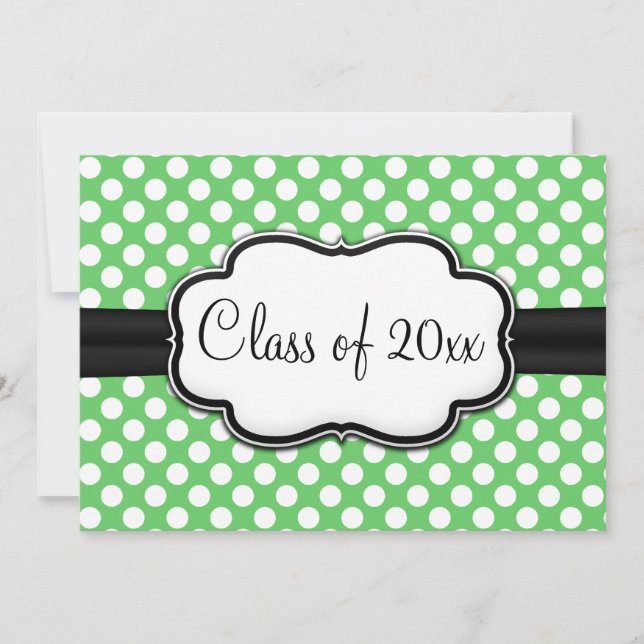Posh Mint Green Polka Dot Graduation Einladung (Vorderseite)
